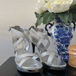 Silver Platform Strappy High Heel Sandals